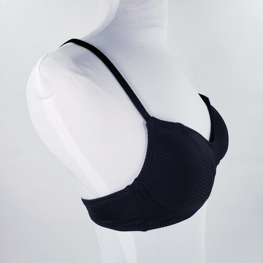 Xhilaration Bikini Swim Top Black Ribbed Juniors 3/5 Womens XS 0/2 - Picture 2 of 9